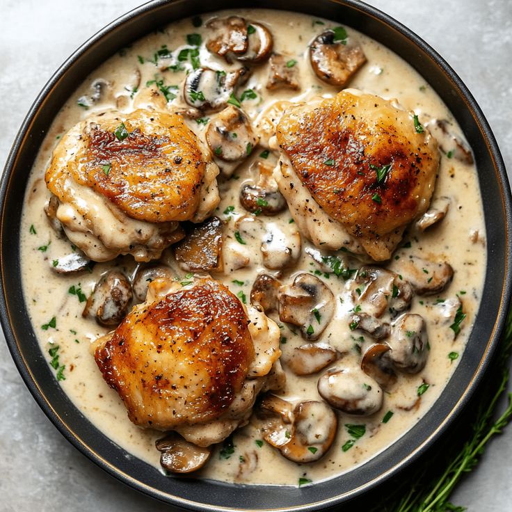 CRISPY CHICKEN THIGH & MUSHROOM BOWL